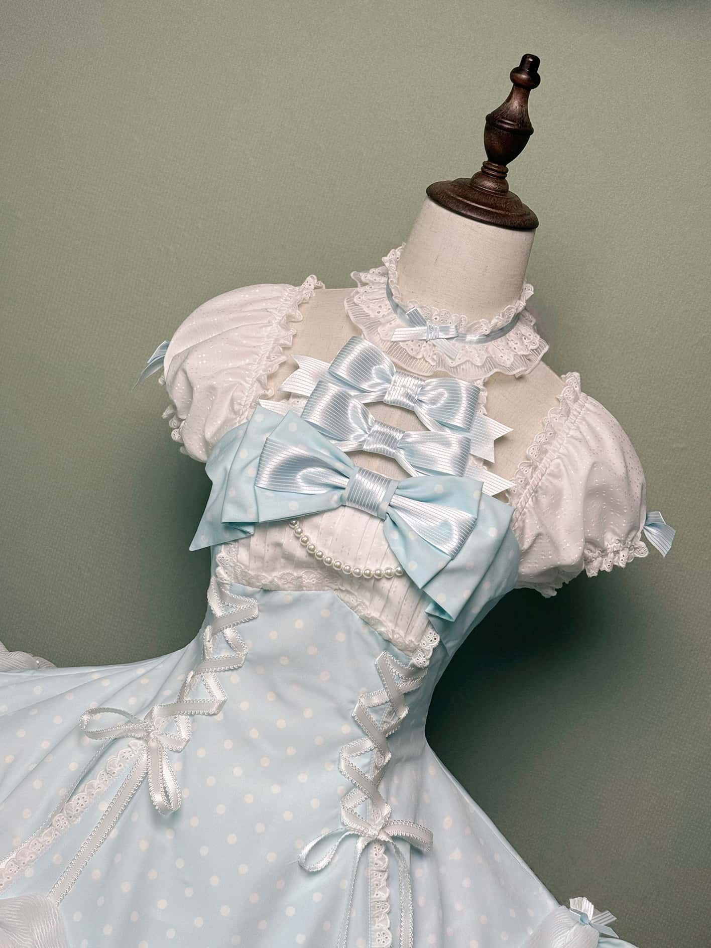Vintage Polka Dot Lolita Halter Blue OP Dress