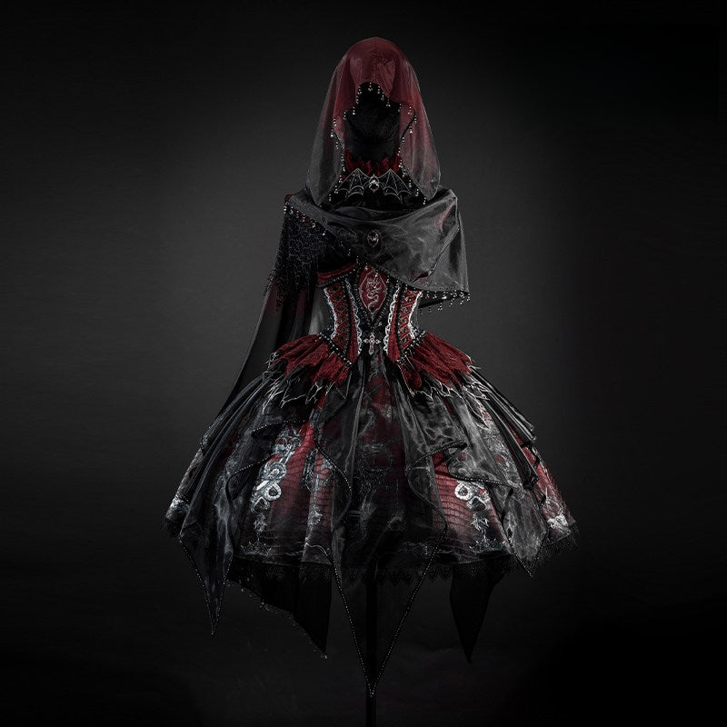Robe JSK gothique Lolita « Black-Red Dragon Bone »