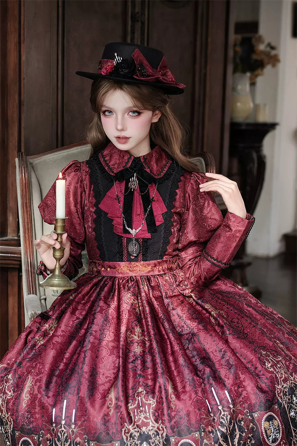 Blood Night Lamplighter Gothic Vintage Lolita OP Dress & SK Skirt