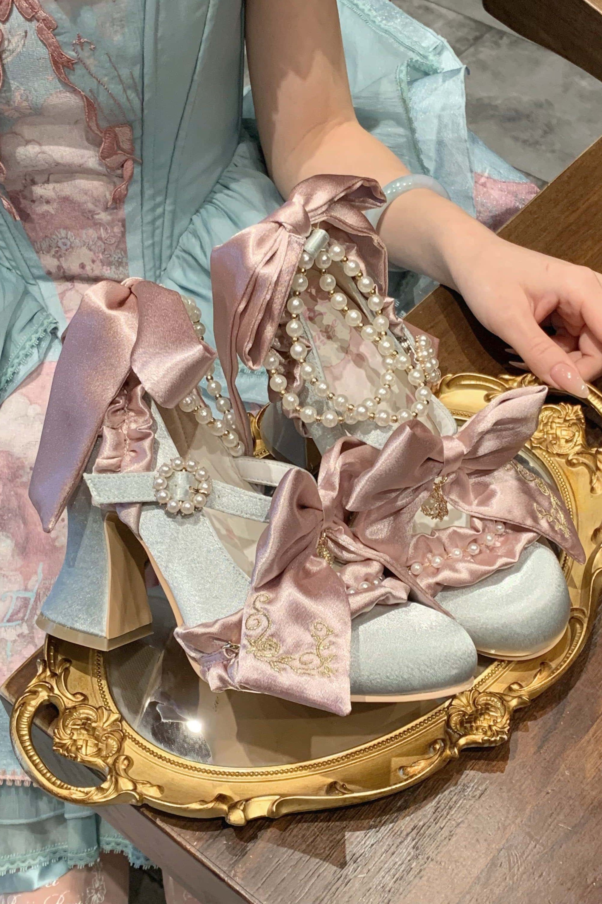 Ribbon Hymn 1.0 Lolita Vintage Heavy Craft Bridal Heels