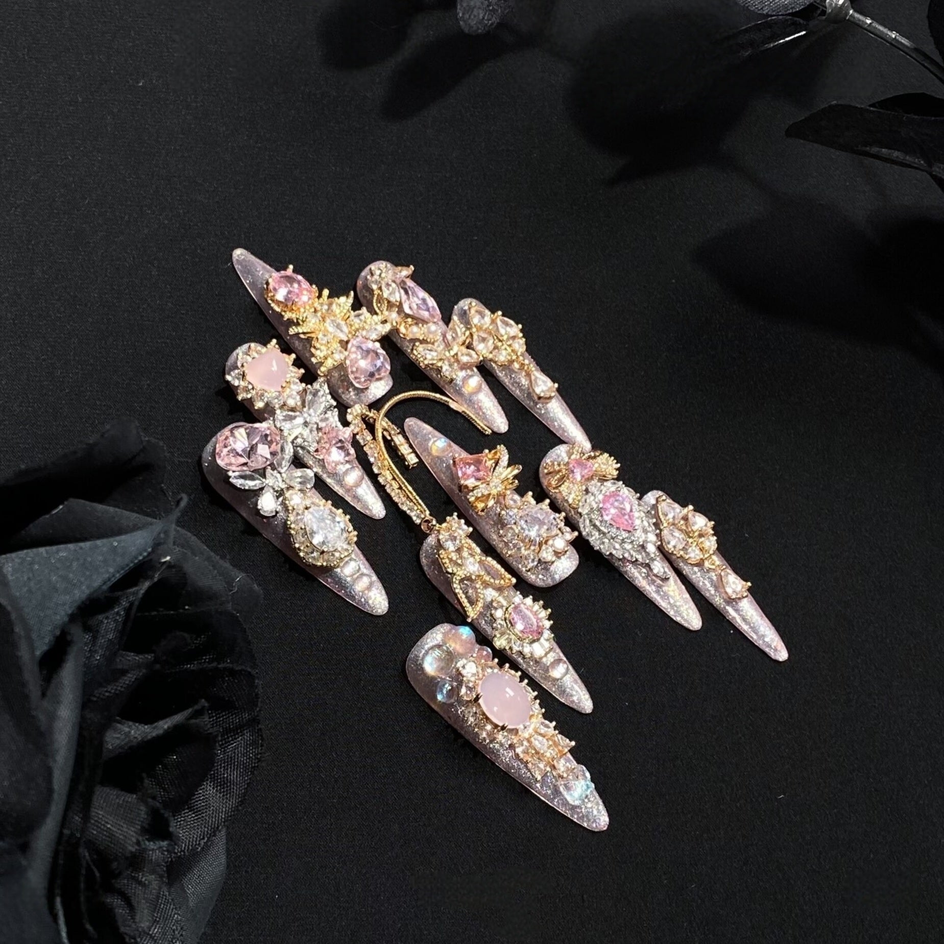 Sakura Magic Girl Pink Goddess Lolita Nail Art