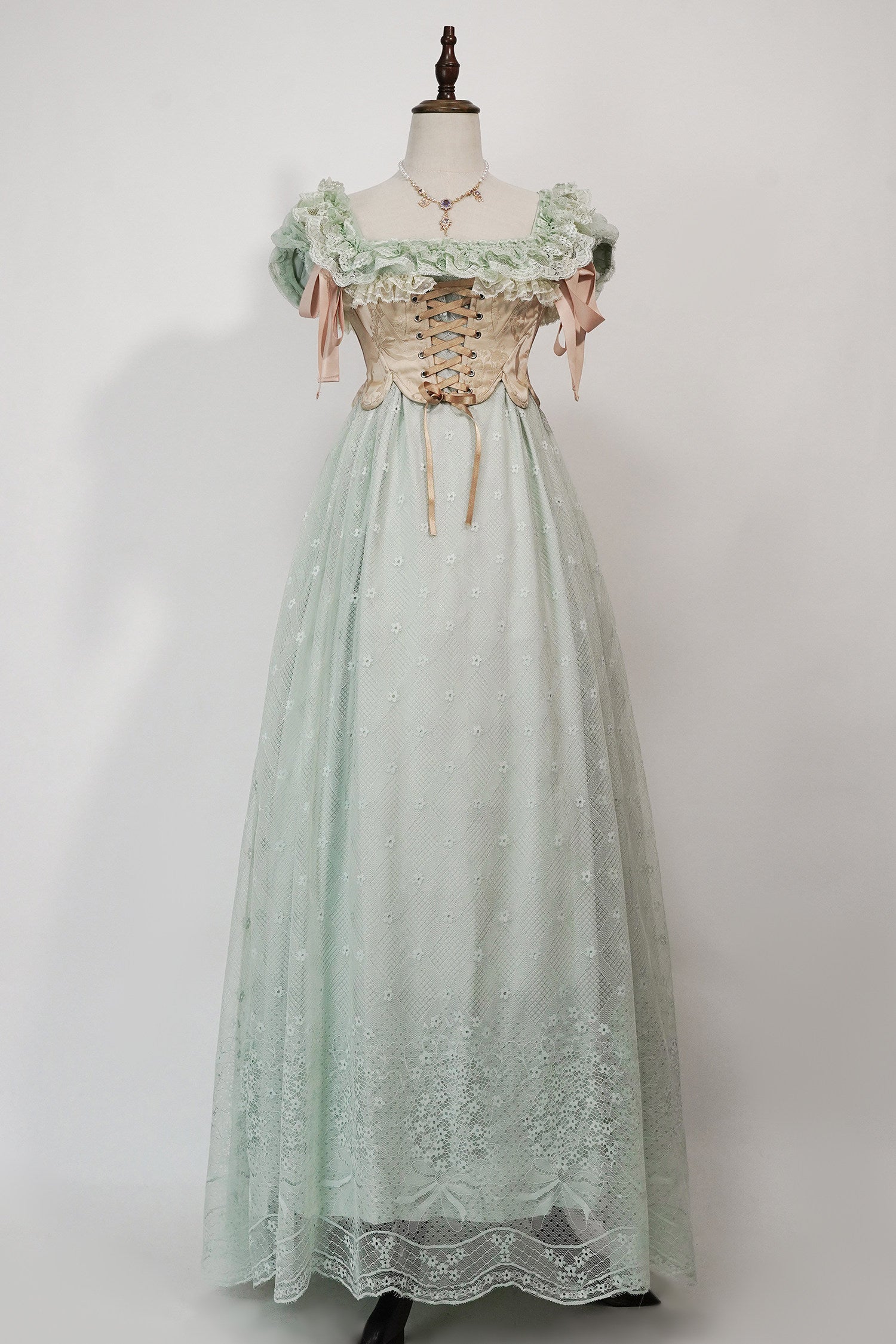 Bathing in Light Green Empire Waist Lolita OP Dress