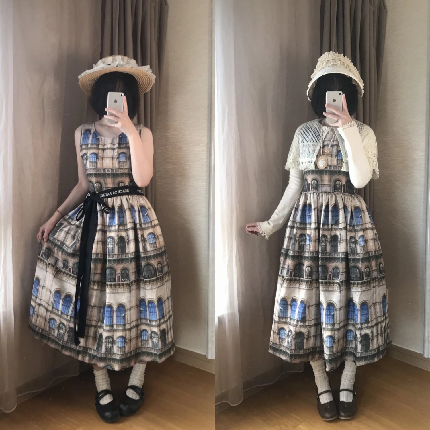 Antonia's Cottage Oil Painting Long Pinafore Dress