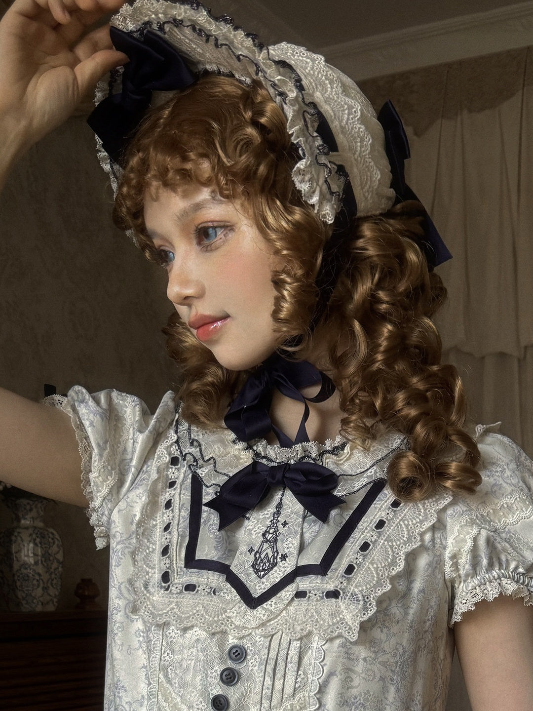 Fantasy Lamb Jacquard Print White Classic Lolita OP