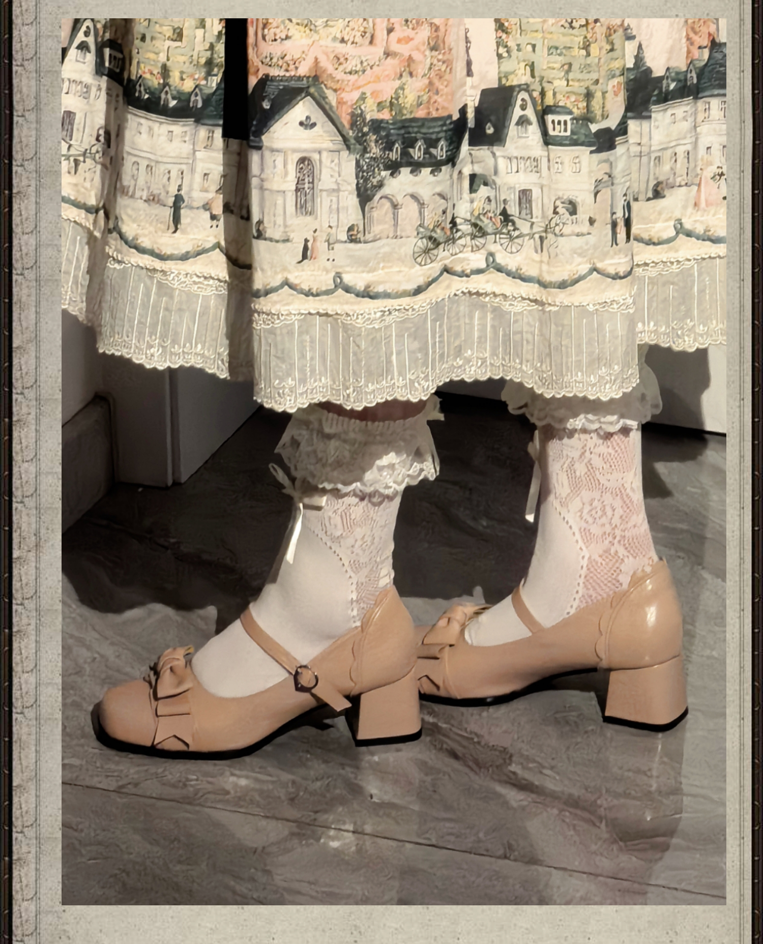 Autumn Whisper Elegant Vintage Square‑Toe Mary Jane Lolita High Heels