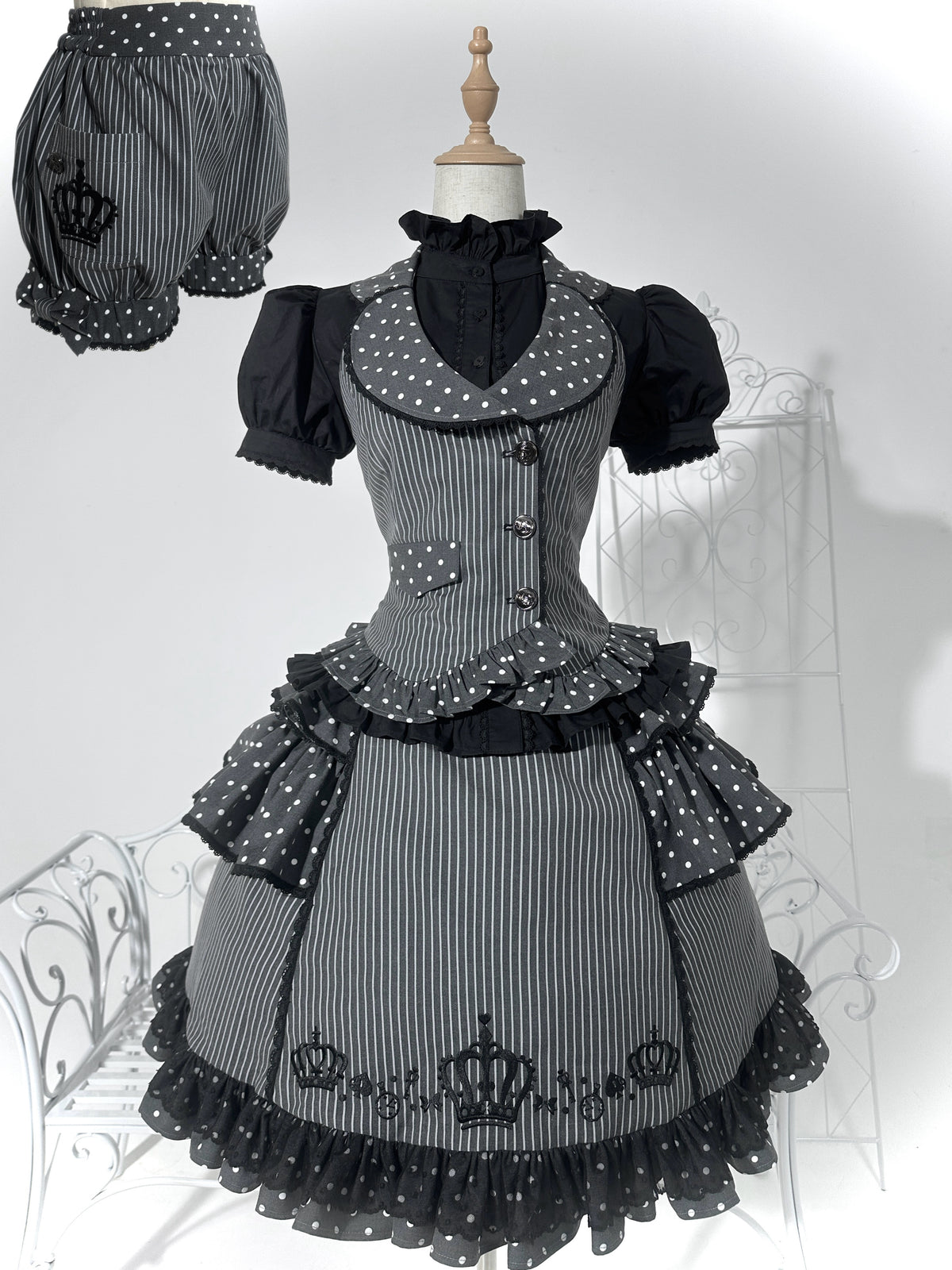 New Century Princess Grey Black Lolita Dress Set