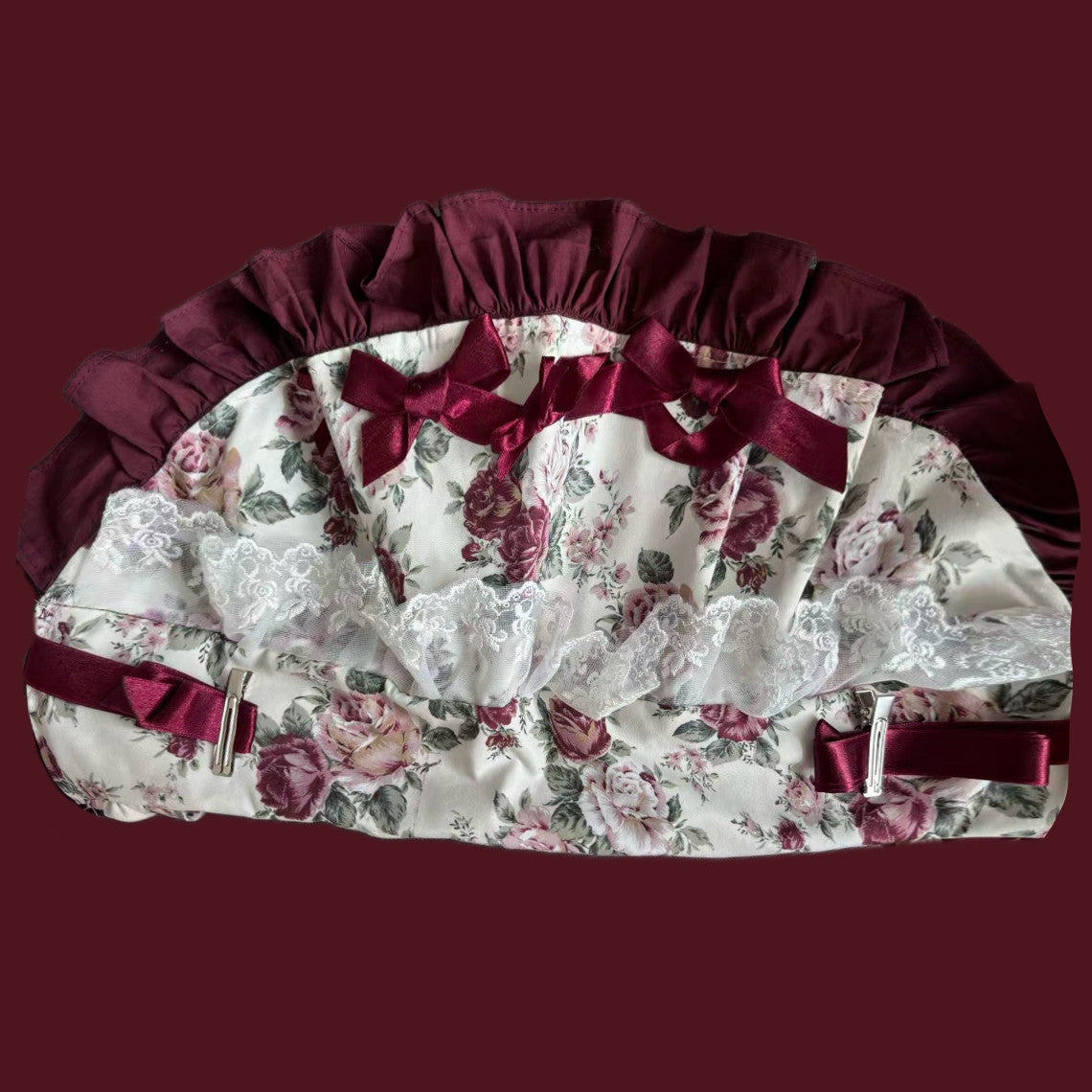 Burgundy Rose Classic Lolita JSK Vintage Japanese Rose Print
