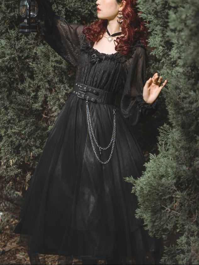 Lolita Gothic Black OP Dress LG1033