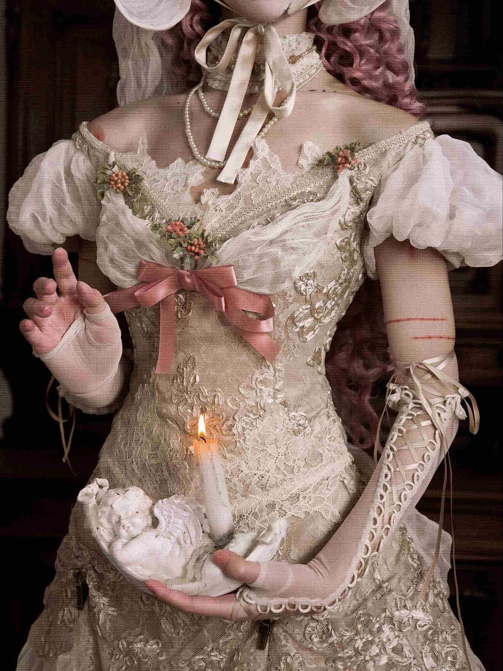 Cupid's Poem Casket Rococo Corset & Train Dress Set