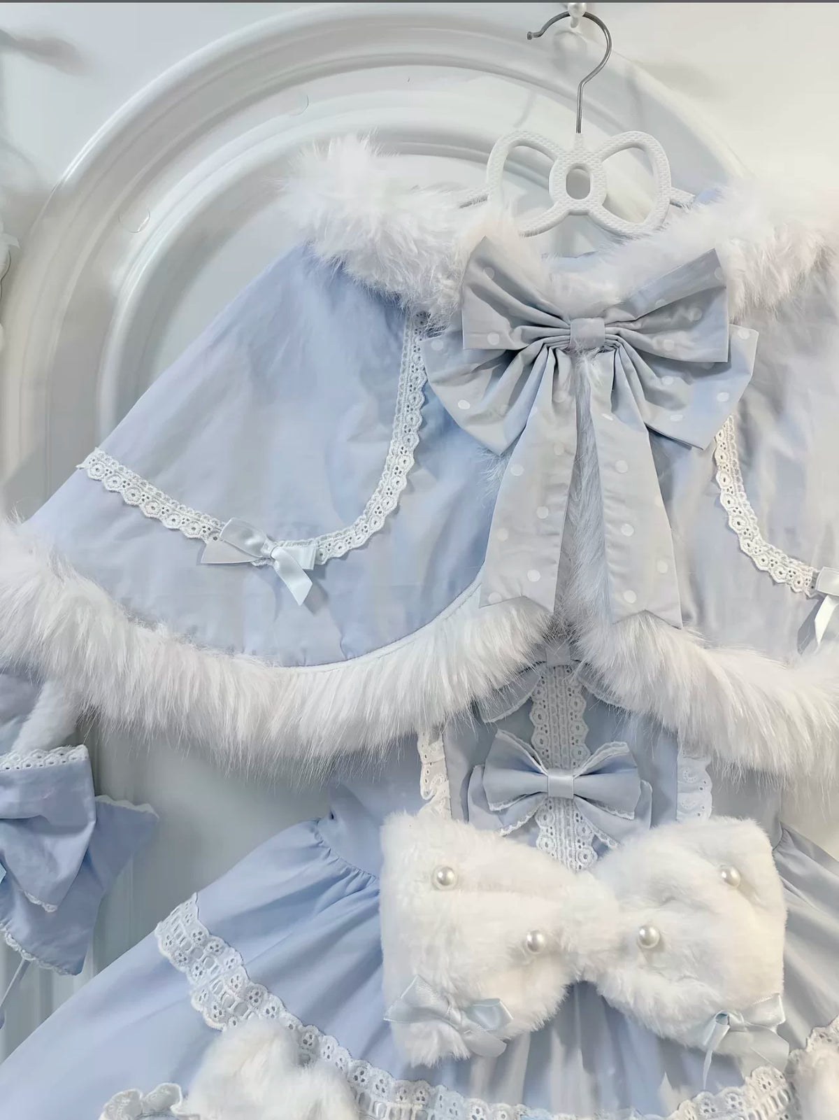 Snow Rabbit Gift Box Lolita Original Sweet Christmas Furry Cape Dress Set