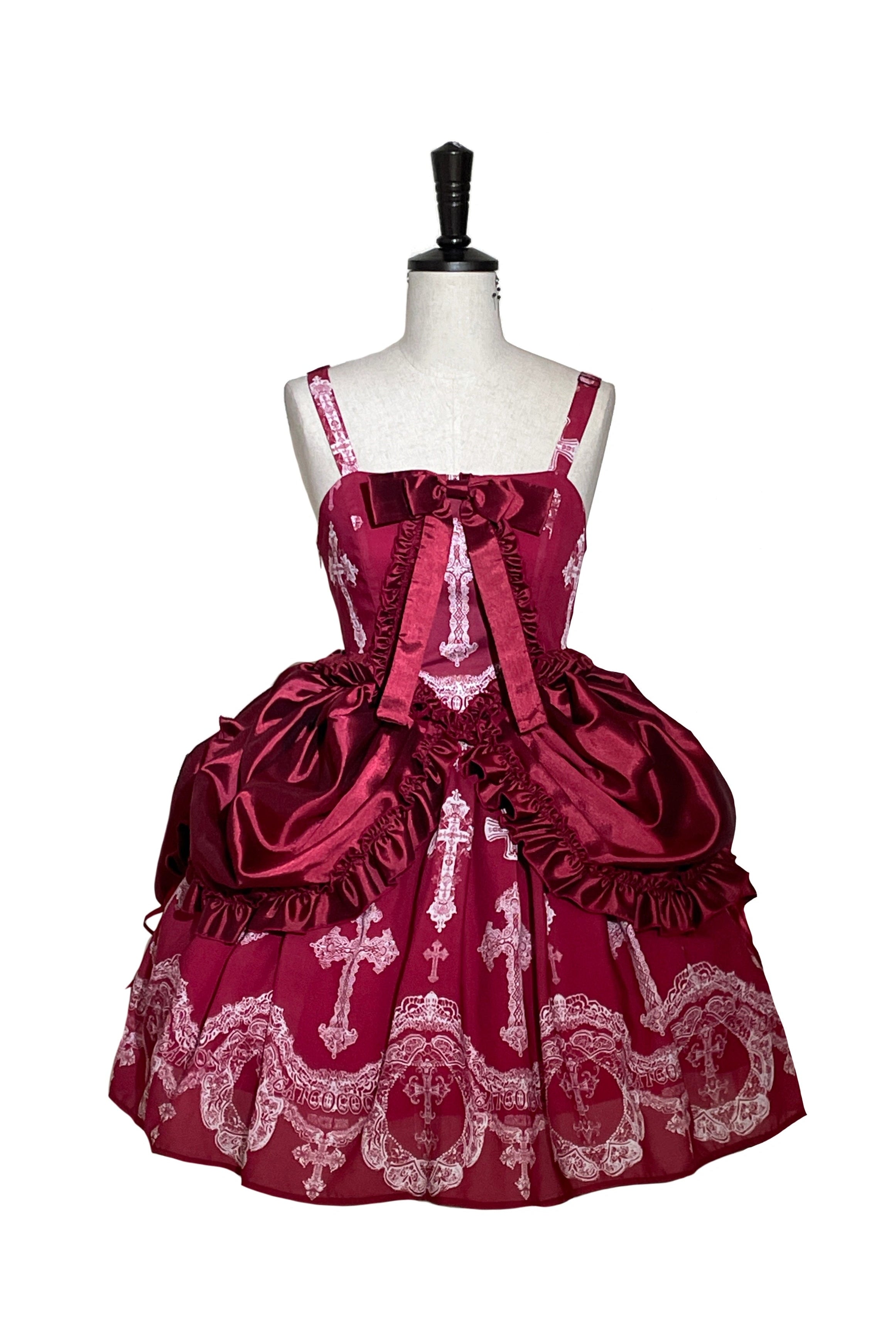Lace Cross Gothic Lolita JSK Red Set