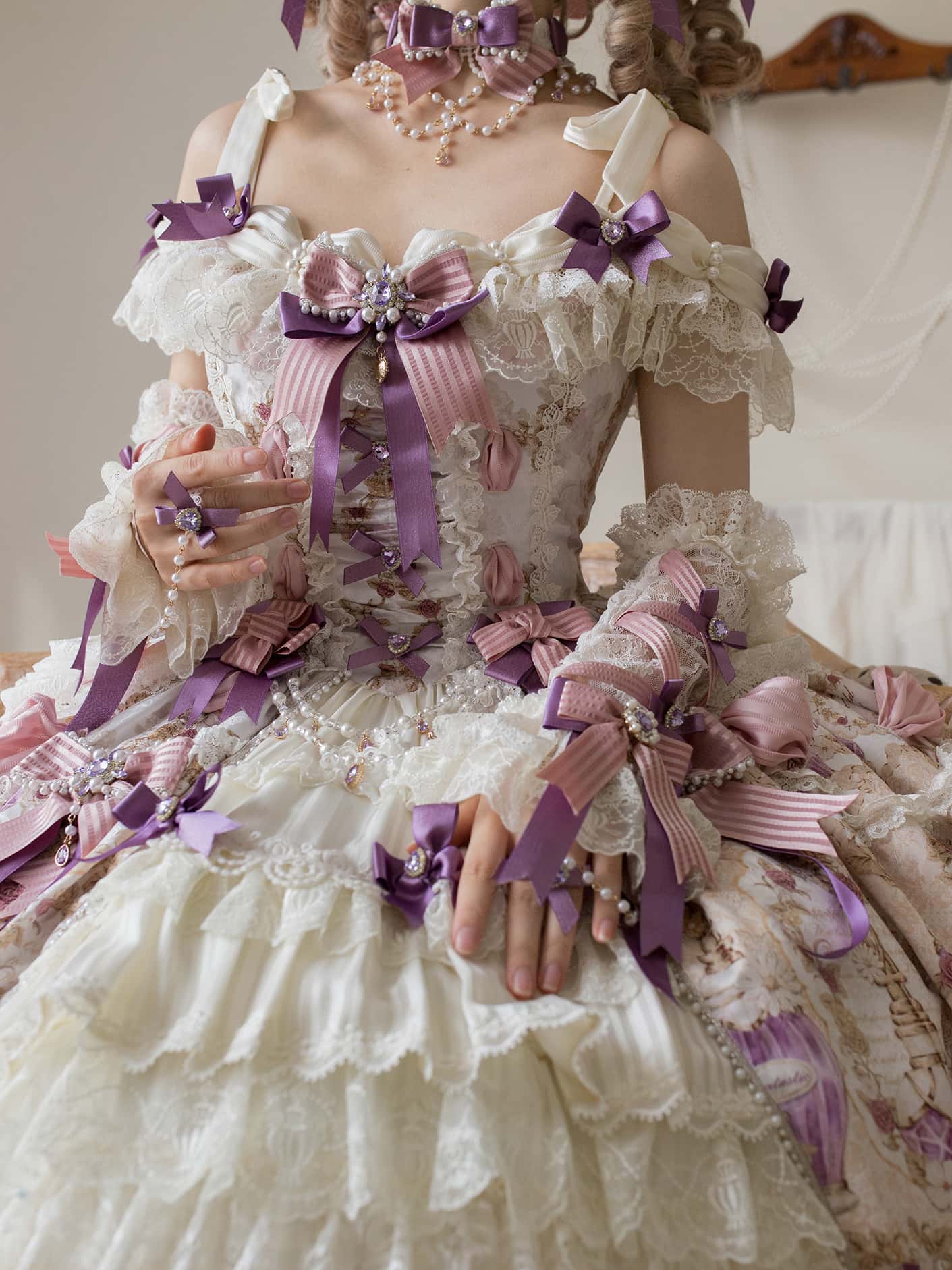 Antique Gem Fragrance Lolita Purple JSK Dress Set