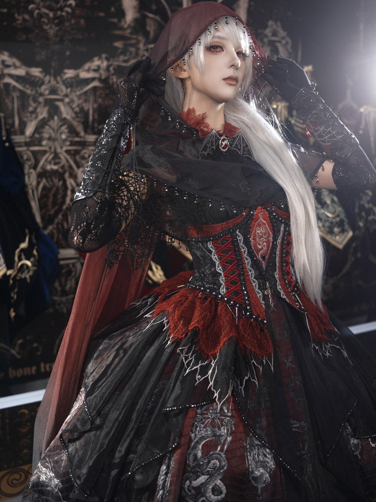 Robe JSK gothique Lolita « Black-Red Dragon Bone »