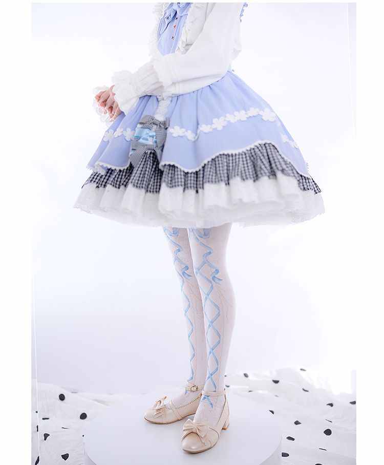 Lolita Sweet Printed Bow and Ribbon Pattern 120D Tights