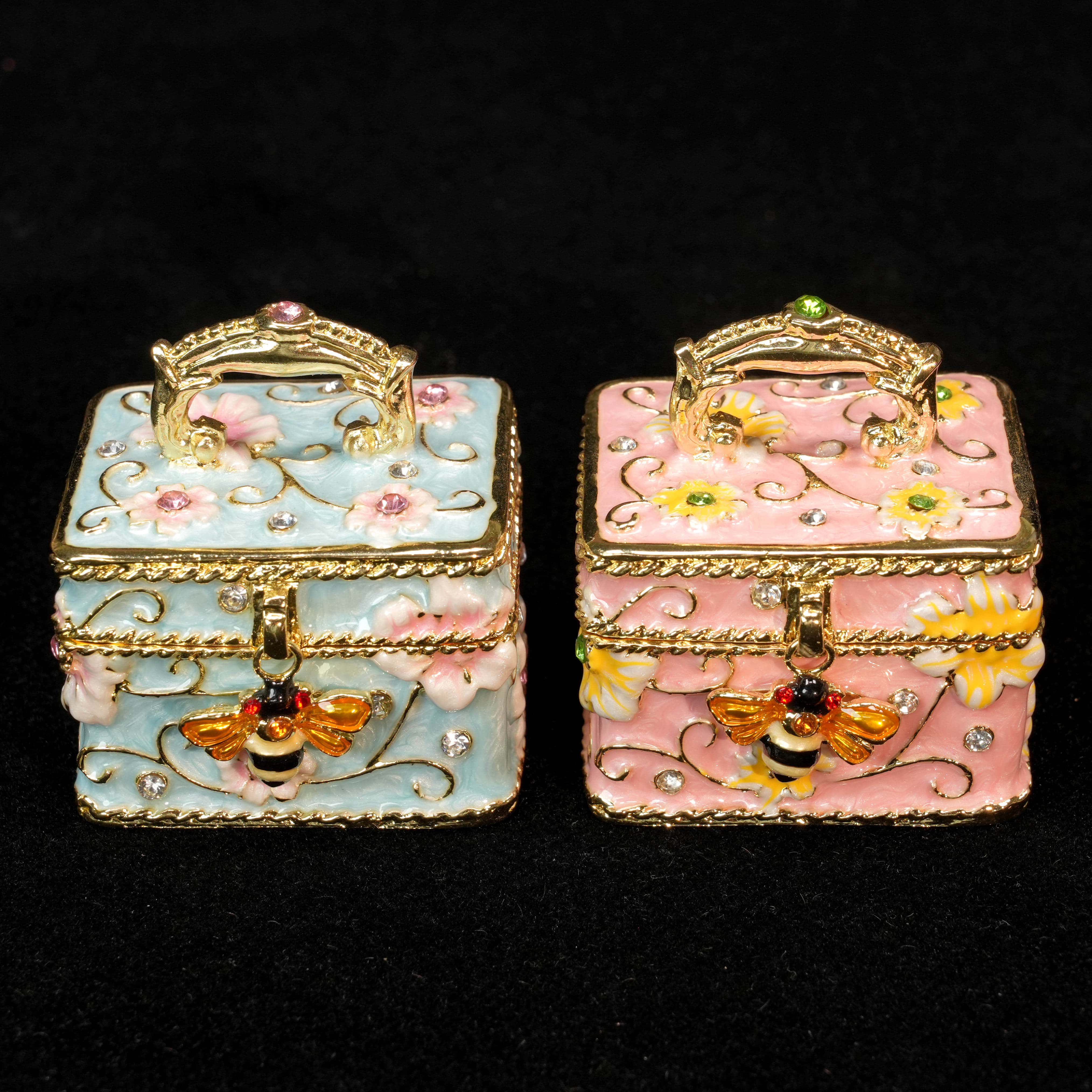 Treasure Chest Bee-Shaped Enamel Ring Jewelry Box Lolita Decor Gift