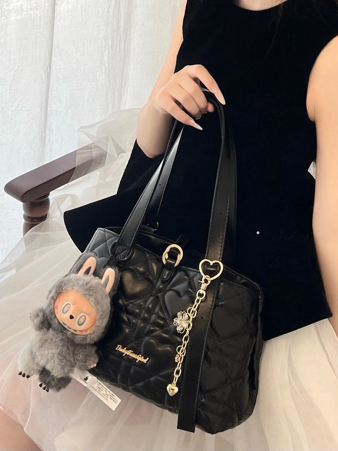 Intern Cupid Heart Quilted Sweet Lolita Tote Shoulder Bag
