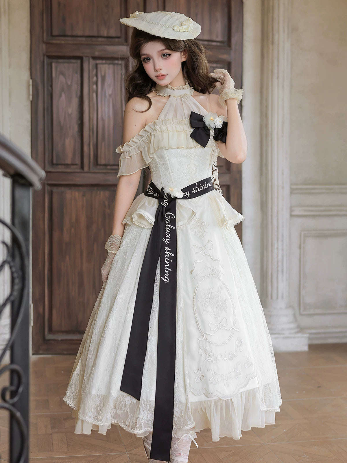 Glass Greenhouse Cream White French Retro Classical Lolita Dress