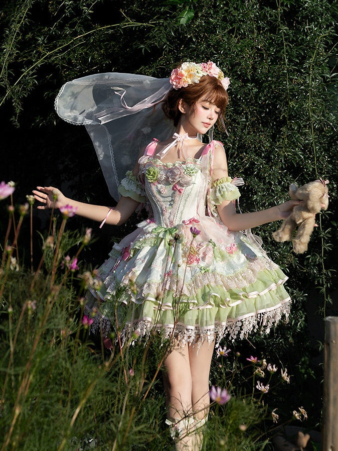 Blossom Summer Sweet Ballet Lolita Floral JSK Set