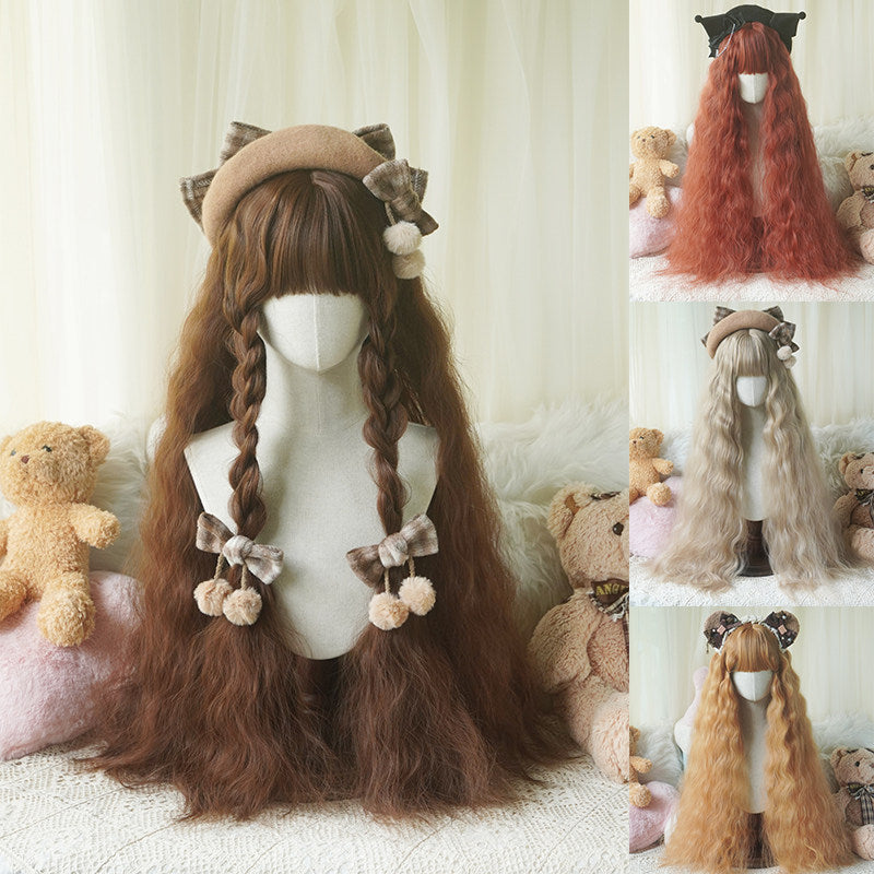 Lolita Full Bangs Long Voluminous Curly Wig in Warm Colorways