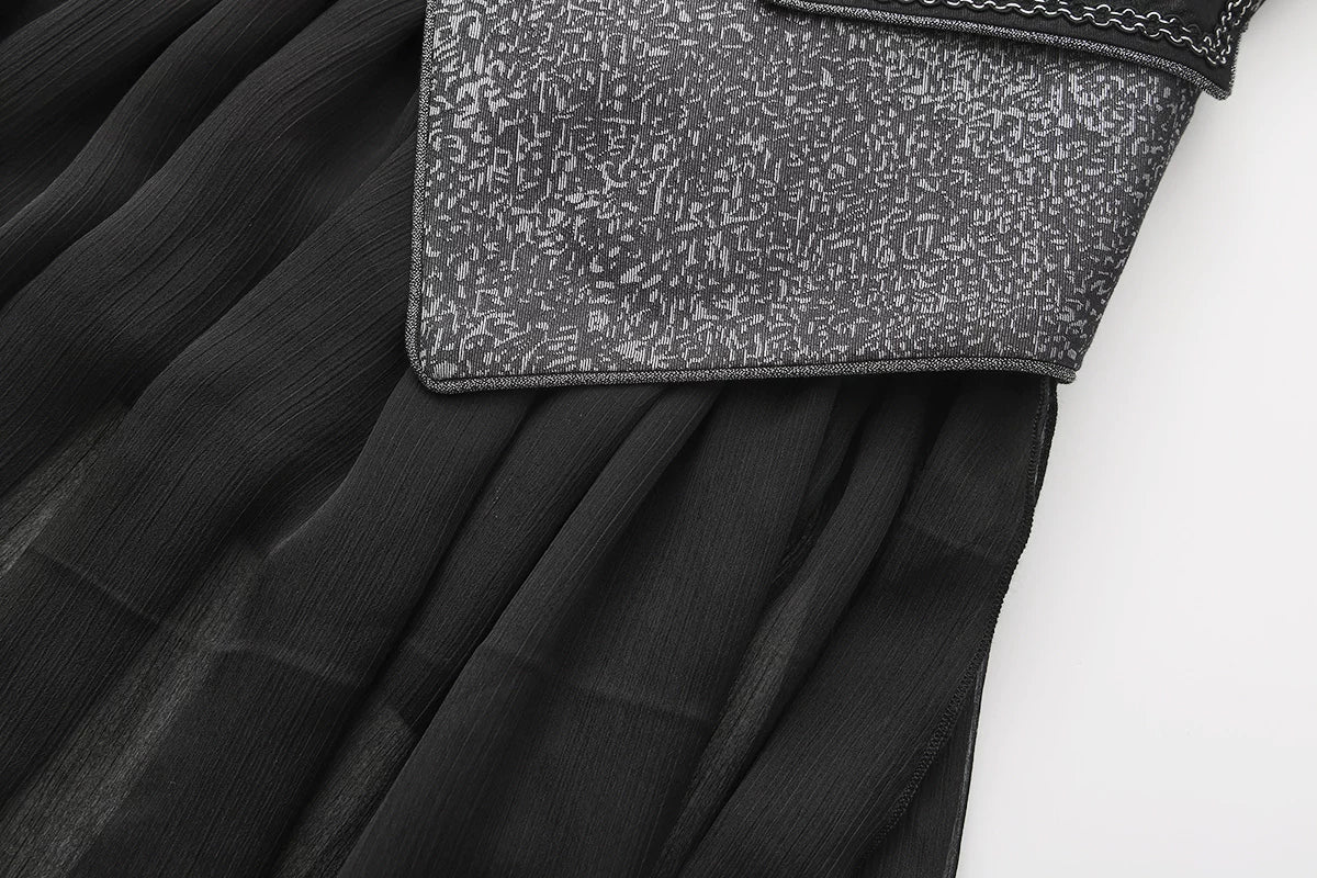 Immortal Misaligned Border Silver Jacquard Gothic Ouji Vest Coat