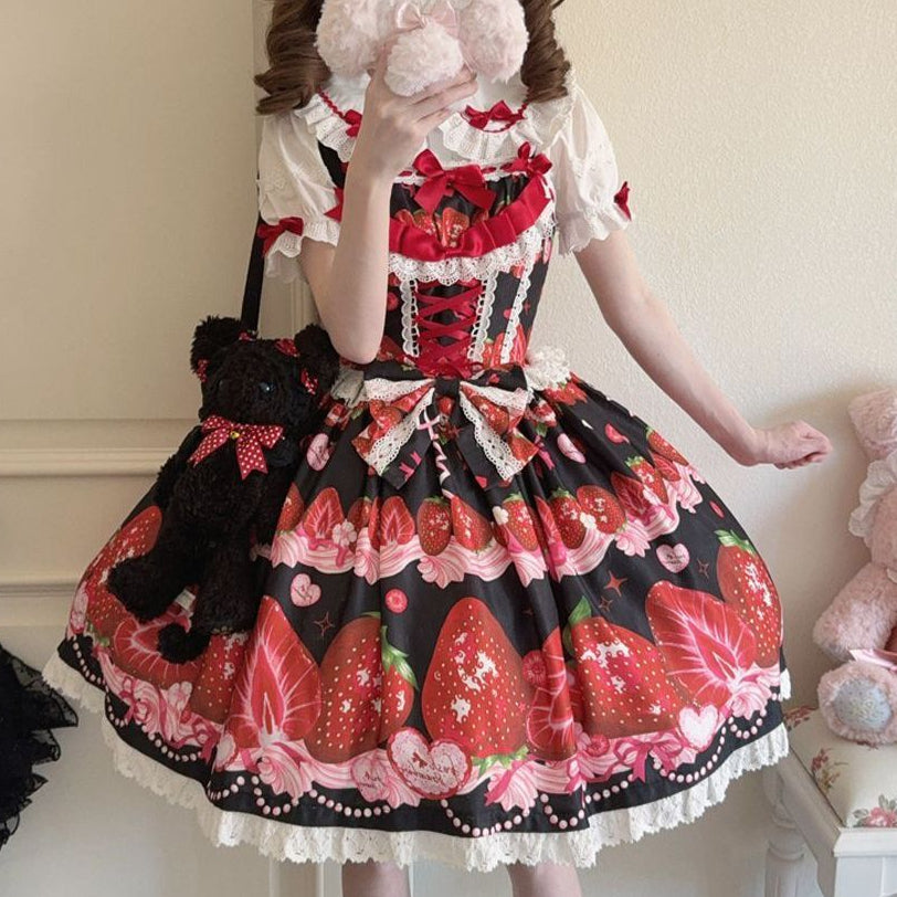 Lolita Sweet Strawberry Print JSK Dress LS1001
