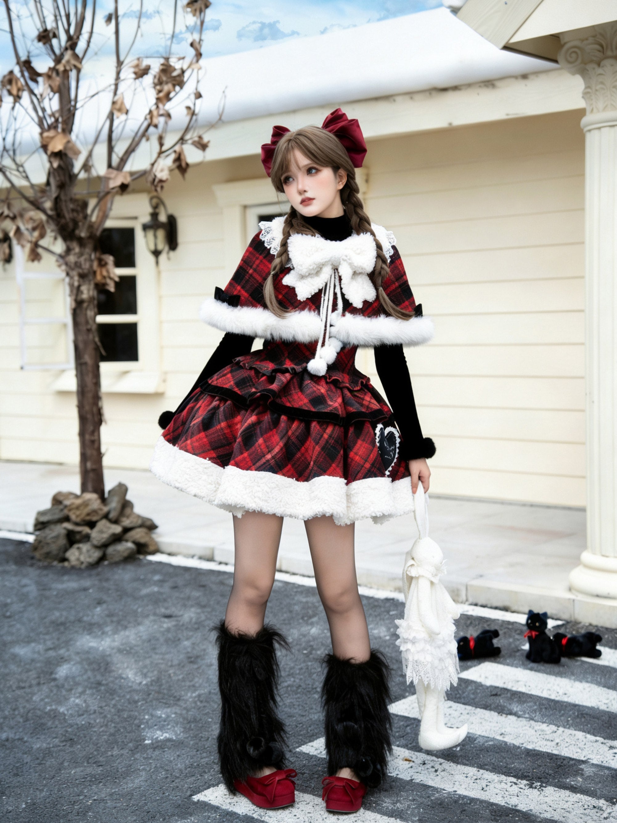 Snow Night Wish Melody Plaid Lolita JSK