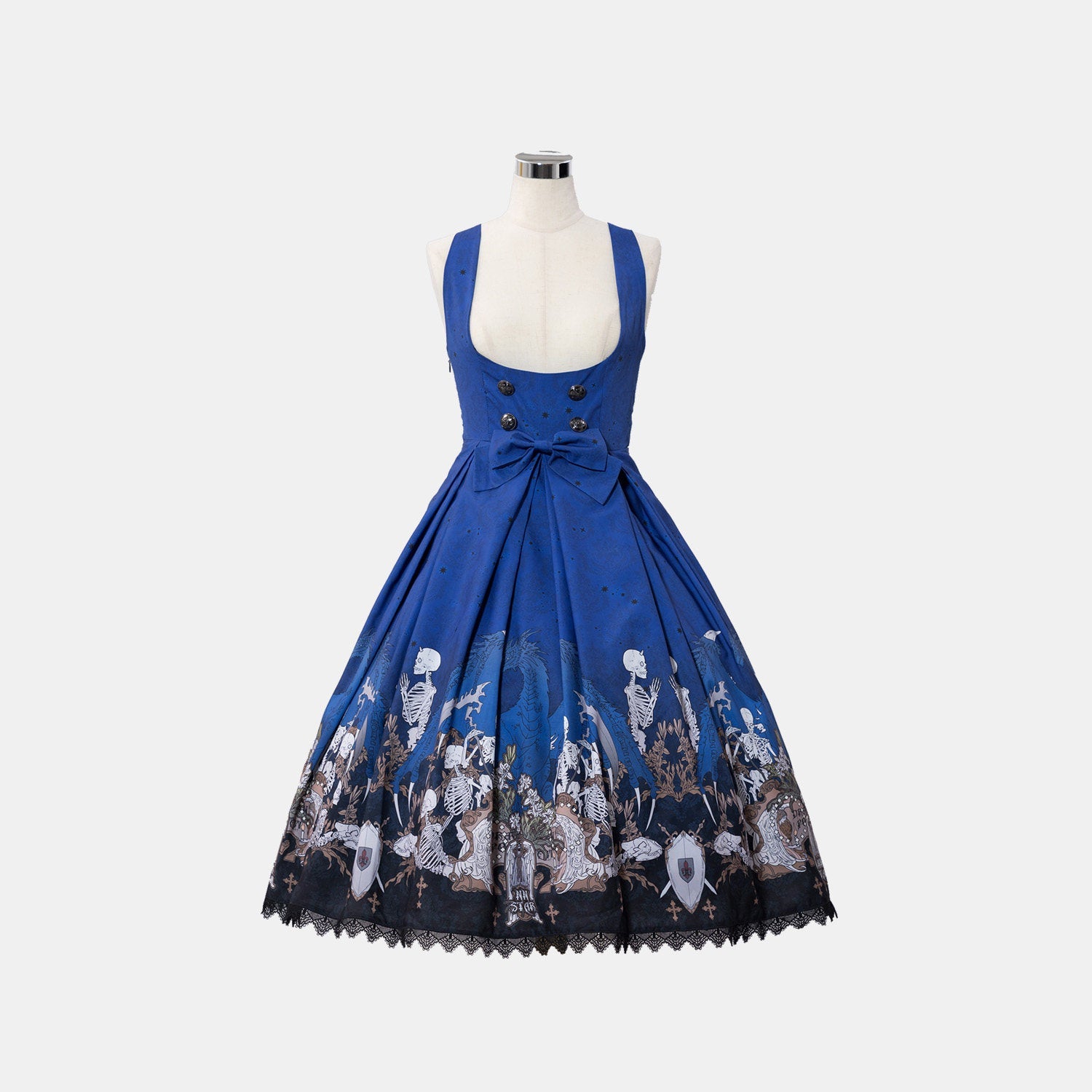 Dragon Bone Lily Lolita Gothic Blue JSK Dress