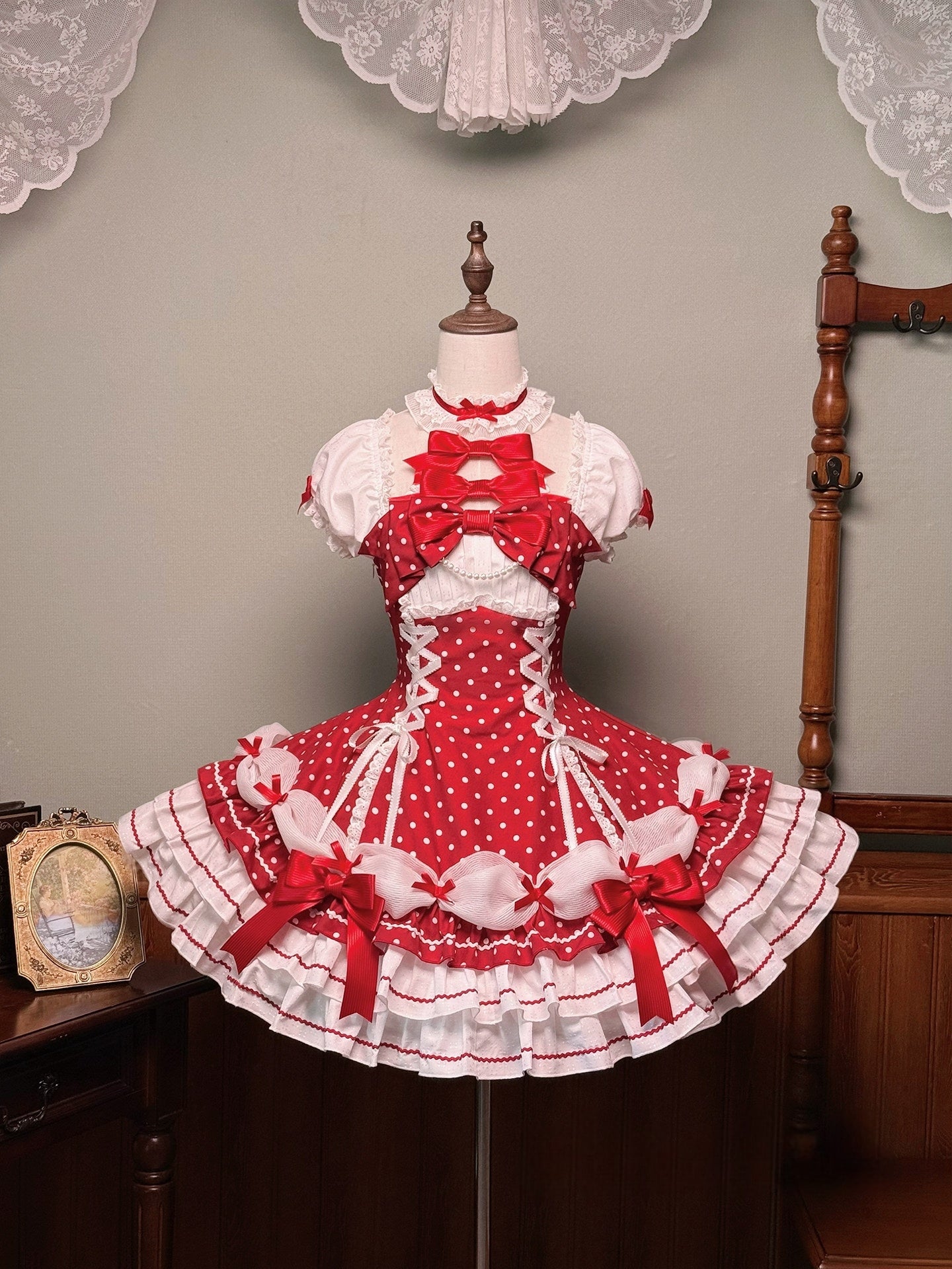 Vintage Polka Dot Lolita Halter Red OP Dress
