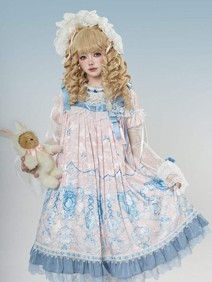 Linglong Porcelain Lolita Classic Printed Dress