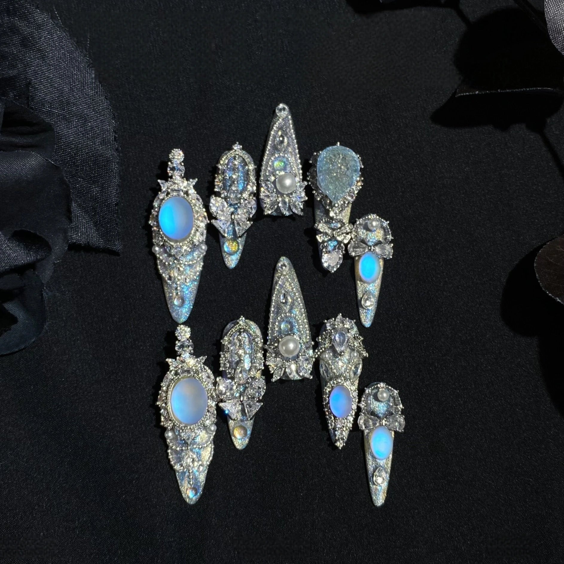 Blue Tears Lolita Handmade Detachable Press-On Nails