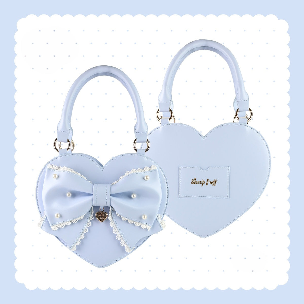 Vintage Sweetheart Lolita Lace Trim Heart Handbag