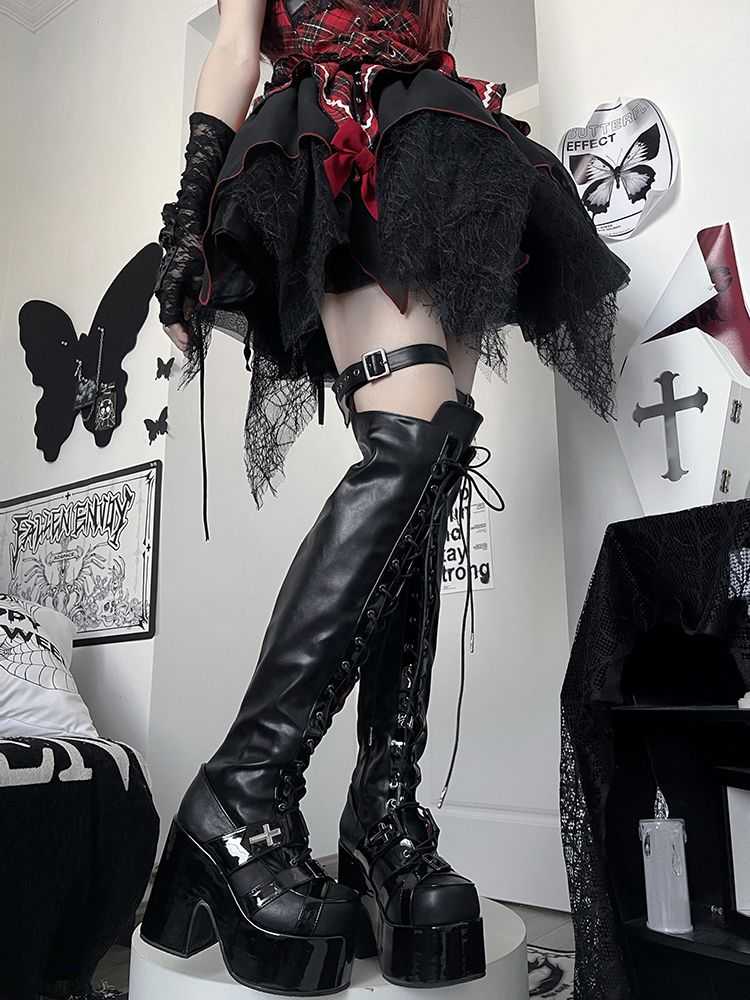 Lolita Gothic Punk Goth Platform Over-the-Knee Boots LE5018
