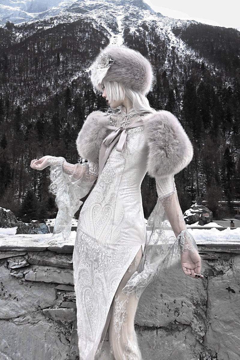 Whispers of the Snow Realm Gothic Dress