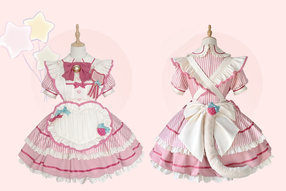 Berry Bubble Blossom Sweet Maid Lolita OP & Apron Set