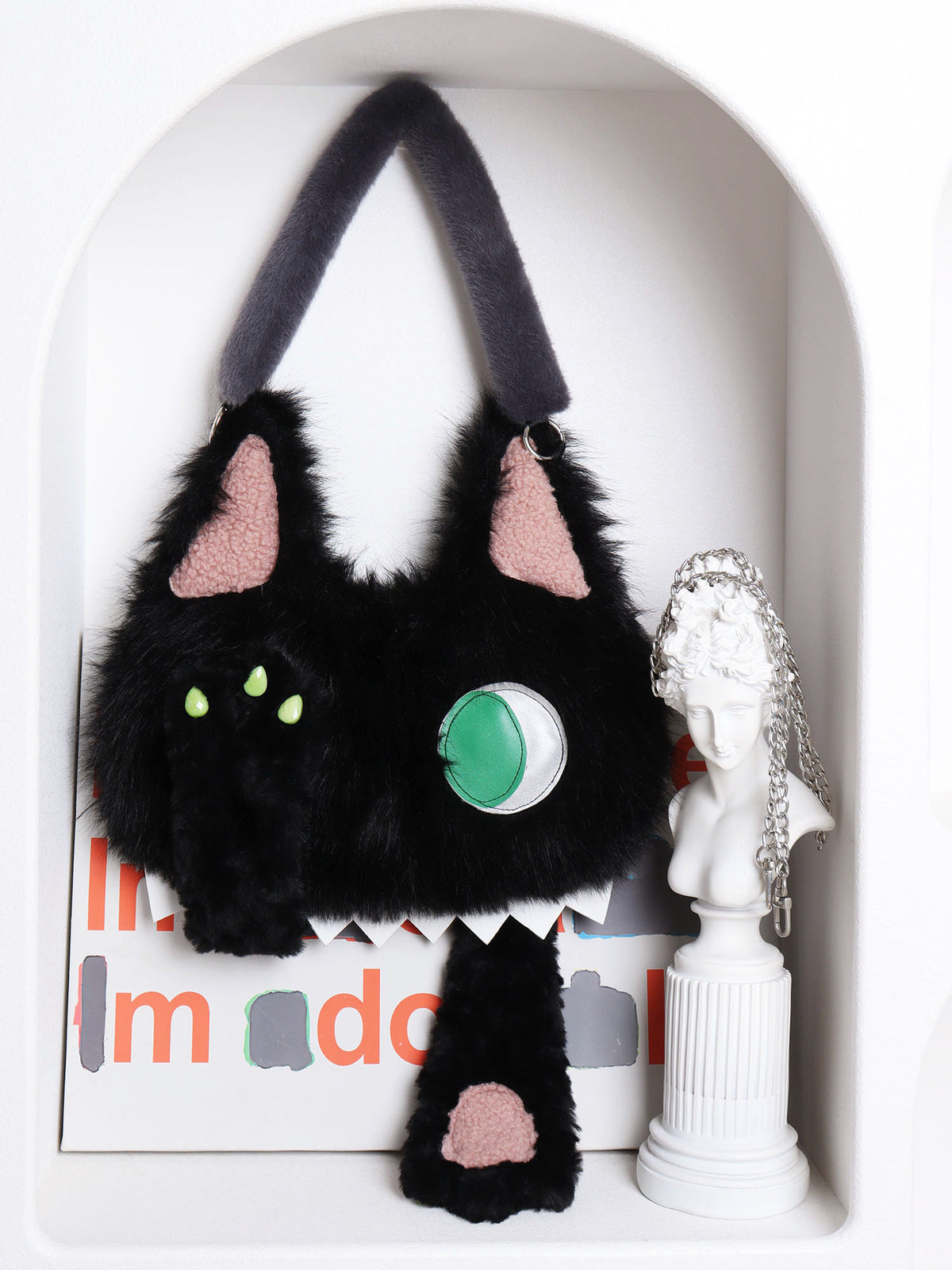Toothy Face-Cover Cat Plush Lolita 3-Way Bag