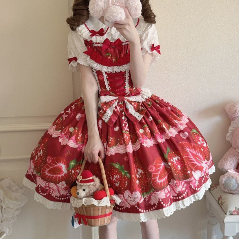Lolita Sweet Strawberry Print JSK Dress LS1001