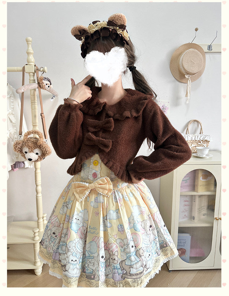 Faux Mink Fur Lolita Short Rabbit Ear Cardigan Outwear