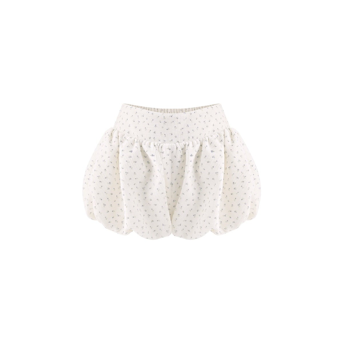 Cloud Floral White Doll Collar Faux Two-Piece Top White Floral Bloomers Girly Daily Set