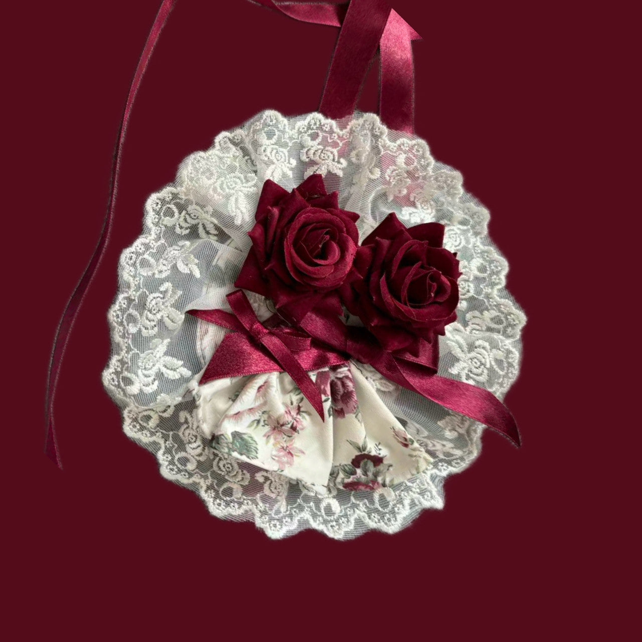 Burgundy Rose Classic Lolita JSK Vintage Japanese Rose Print