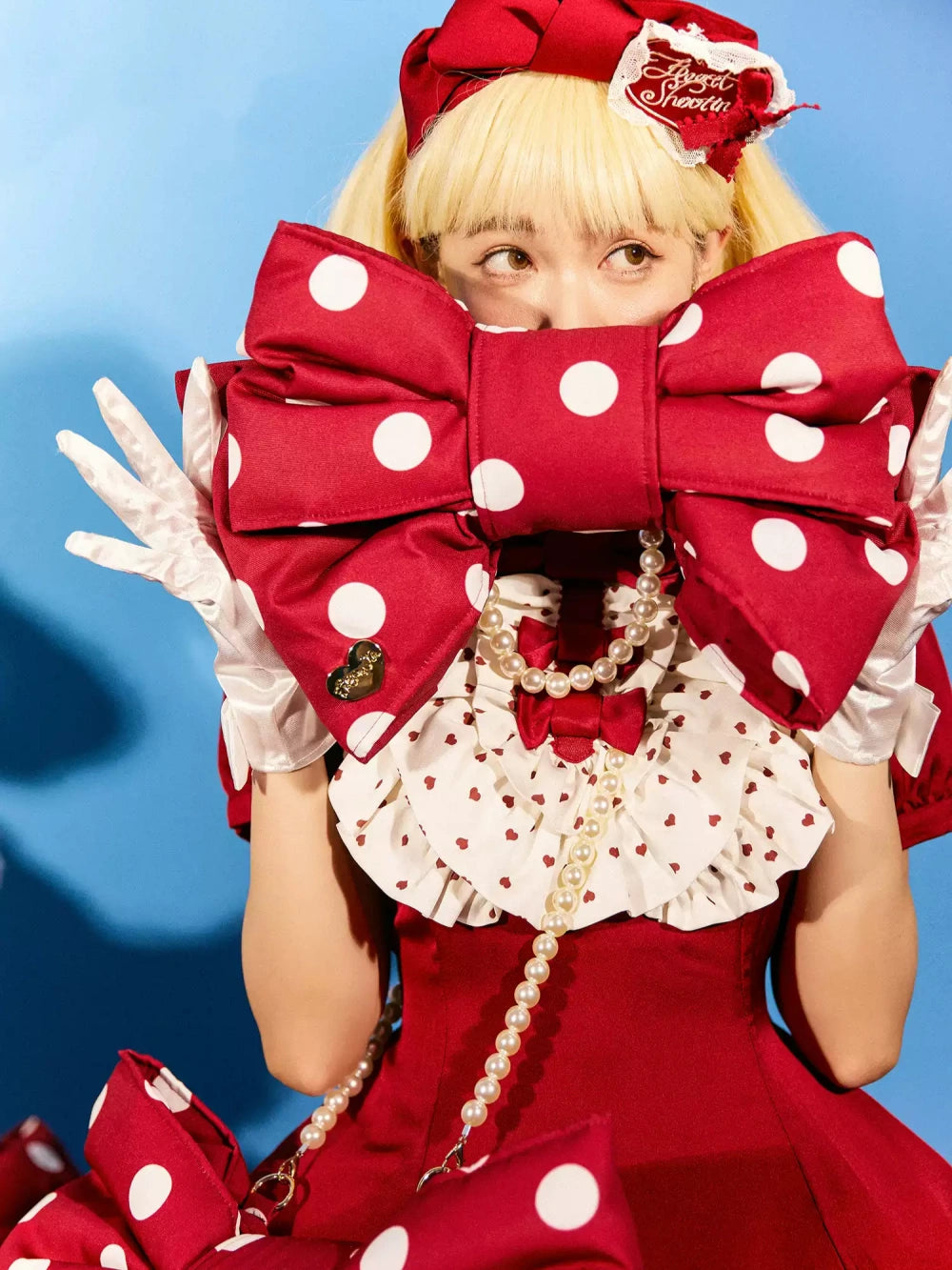 Bobo Red and White Sweet Lolita Polka Dot Bow Backpack