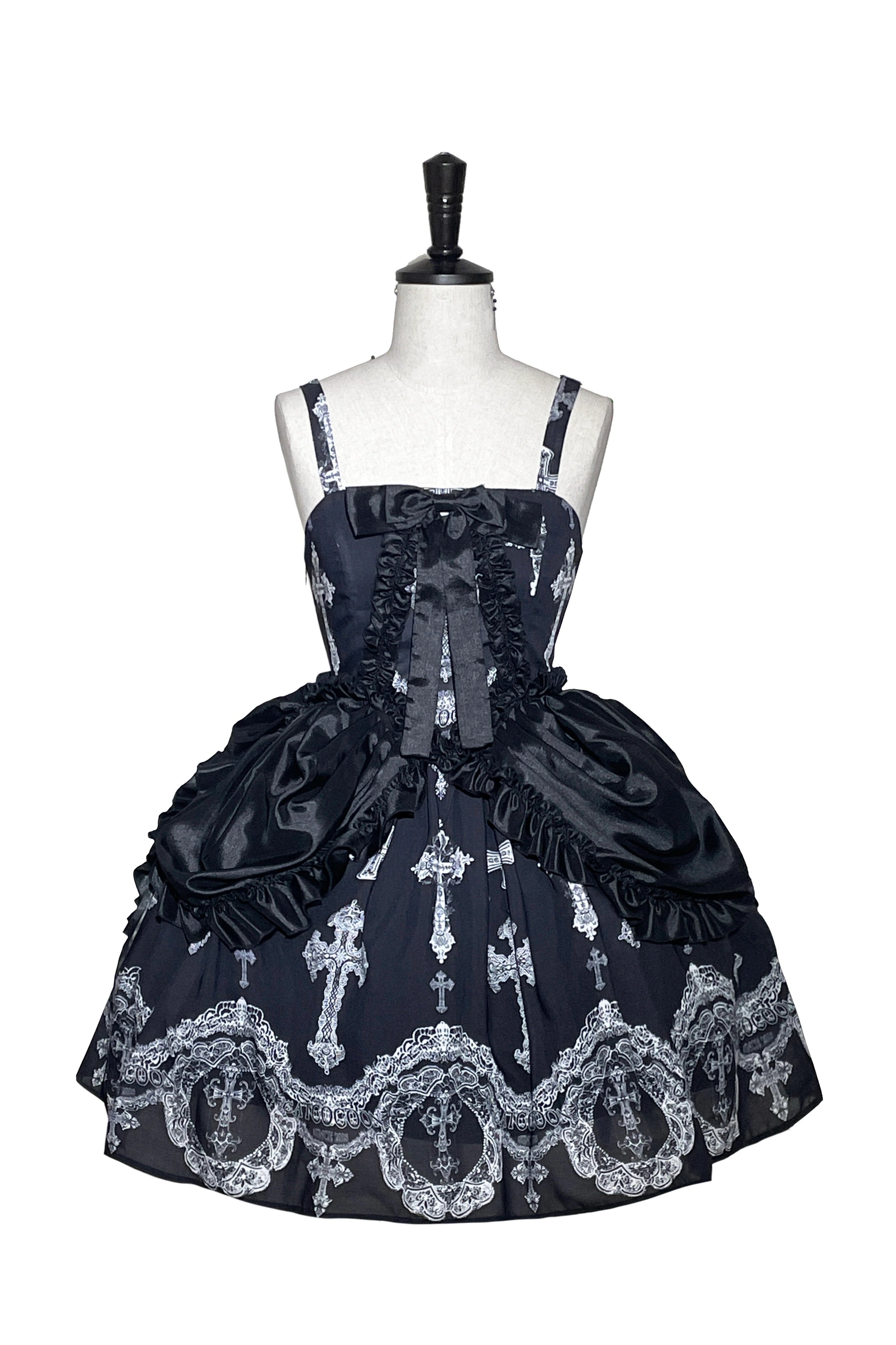 Lace Cross Gothic Lolita JSK Black Set