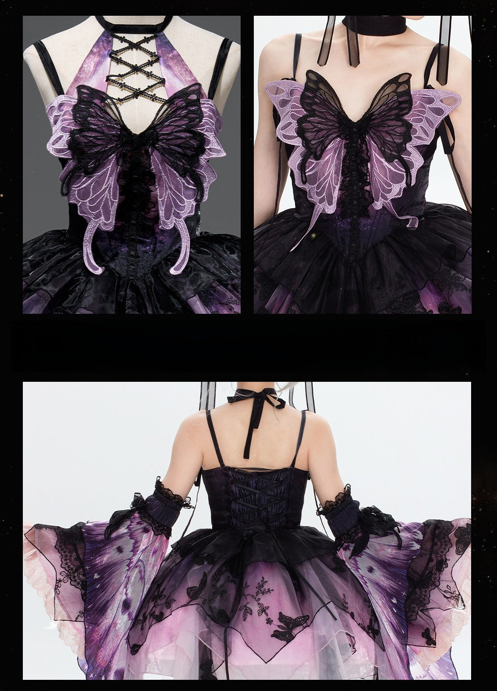 Dead Leaf Butterfly 1.0 Lolita Gothic Purple JSK Dress Set