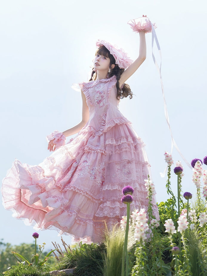 Pink Rose Elegant Classic Lolita Original Bridal Princess Dress