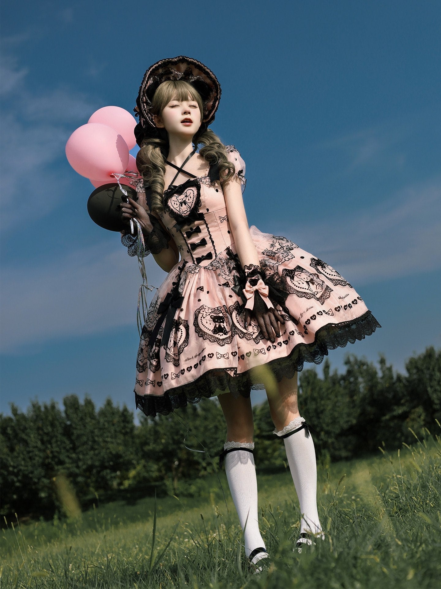 Black Sugar Bear Lolita Pink Dress
