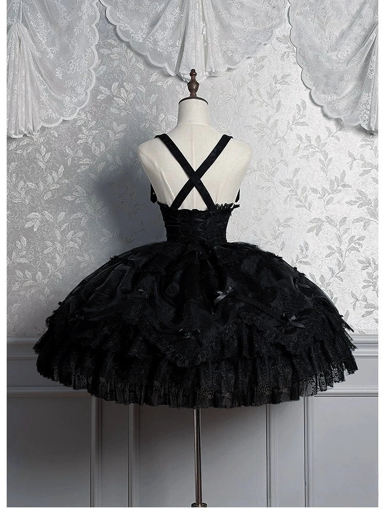Dark Mist Banquet Gothic Suspender Dress & Blouse Set