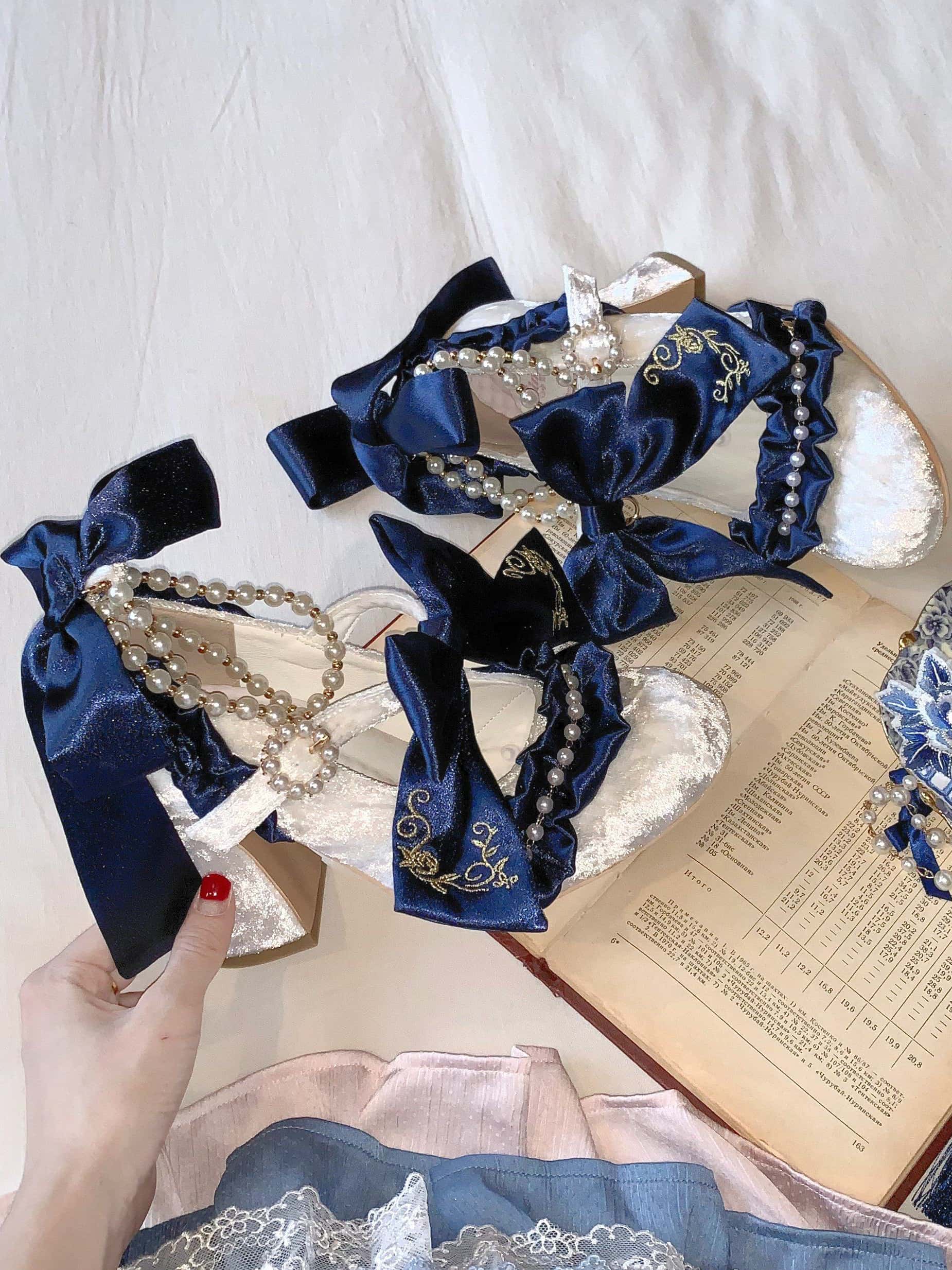 Ribbon Hymn 2.0 Lolita Vintage Heavy Craft Bridal Heels