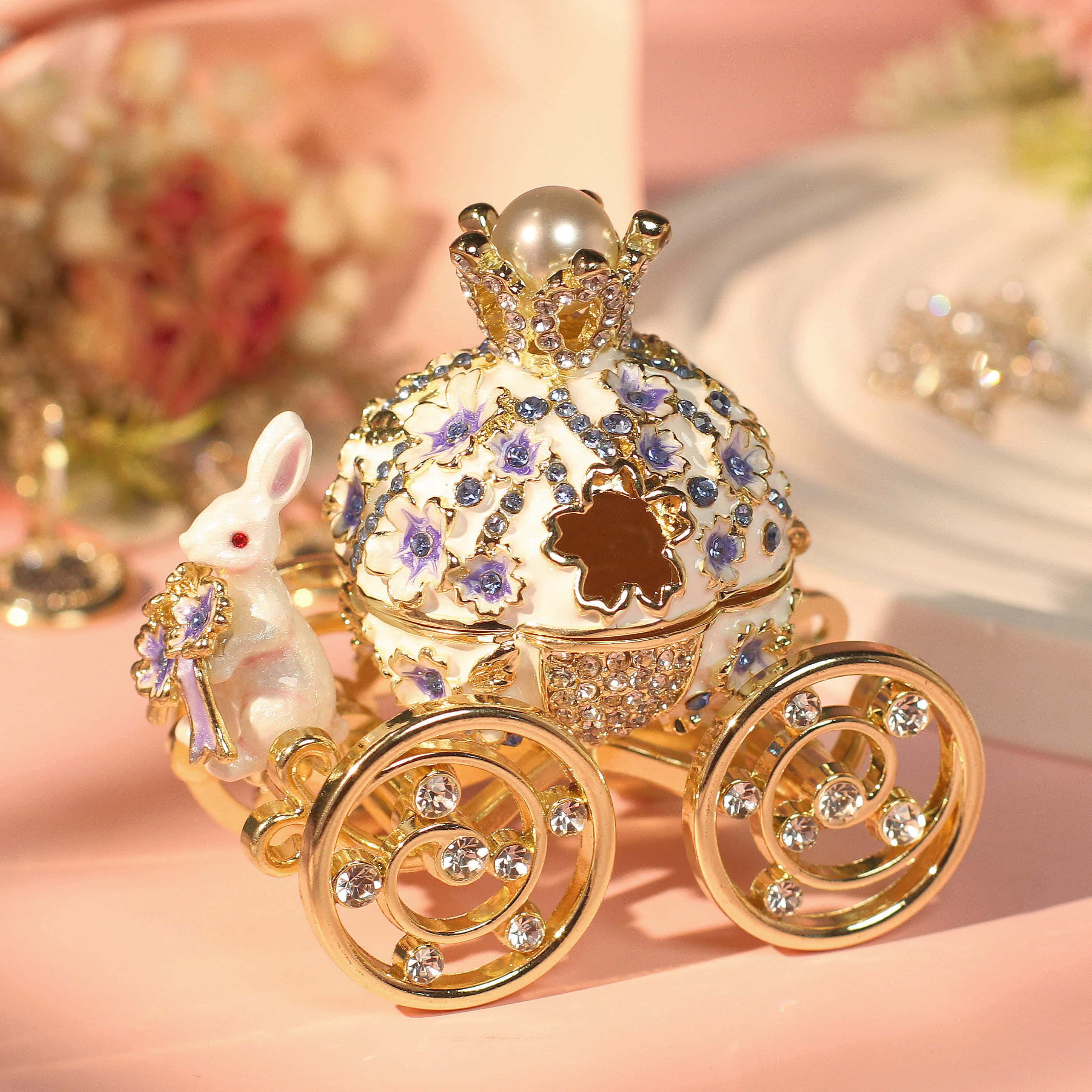 Carousel-Shaped Enamel Ring Jewelry Box Lolita Decor Gift