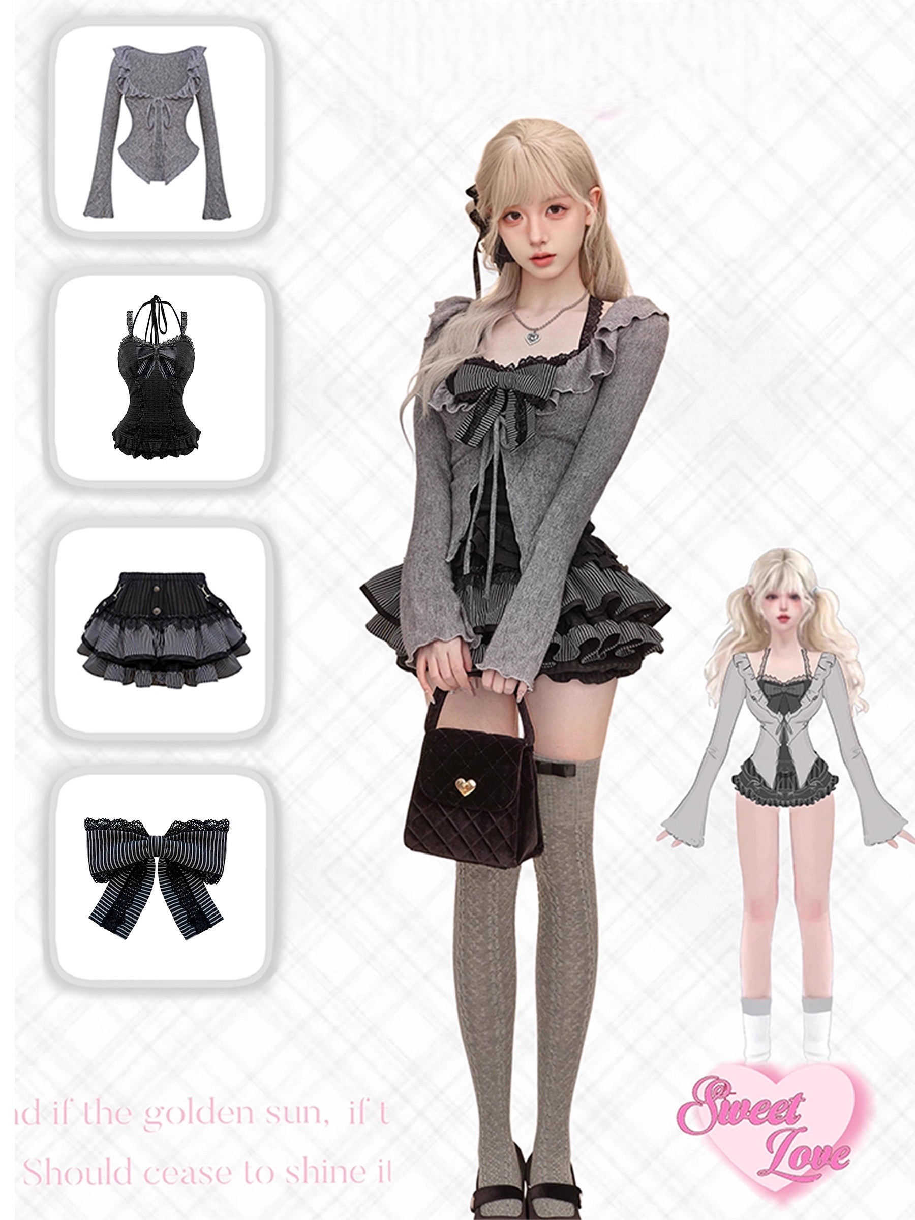 Twilight Song Collection Soft Gothic Cami Cardigan & Skirt Set
