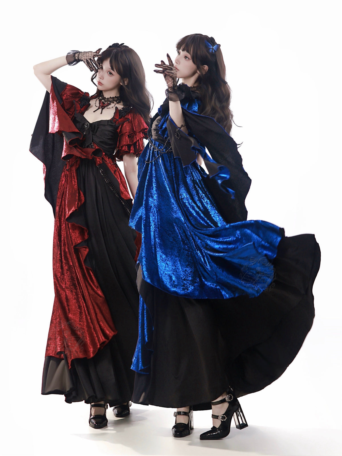Night Banquet Butterfly Shadow Classic Empire Waist Lolita OP Dress