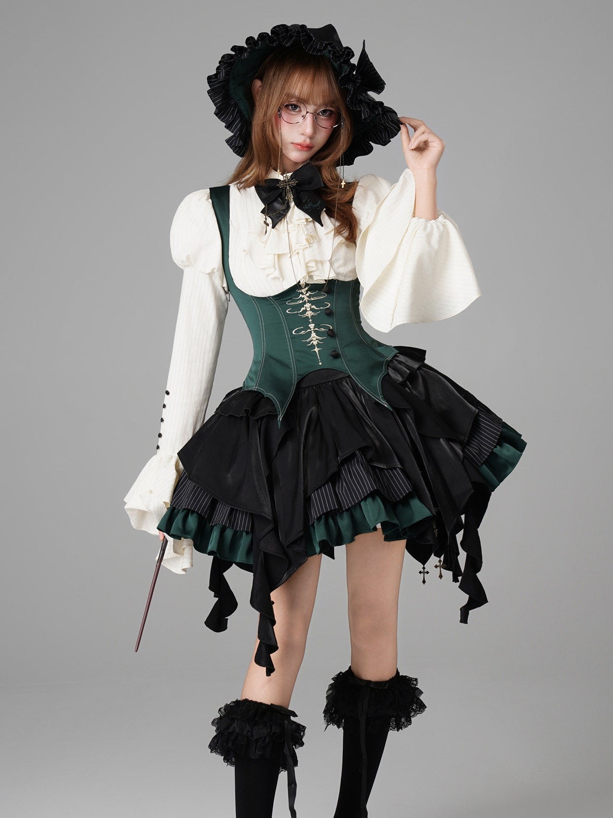 Upside-Down Curse Gothic Lolita Green Dress Set